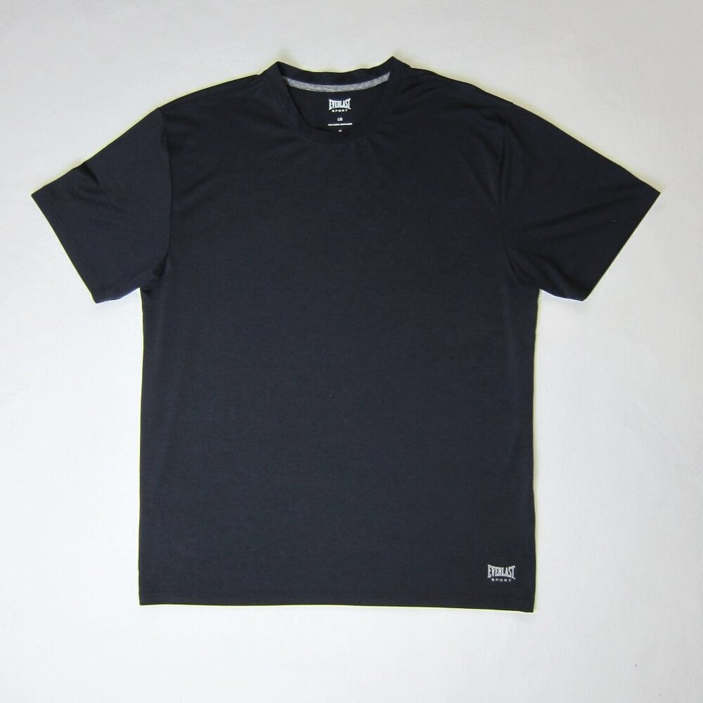 Everlast Sport Wicking Black T Shirt Adult Mens Gym Short Sleeve Breathable Sz L